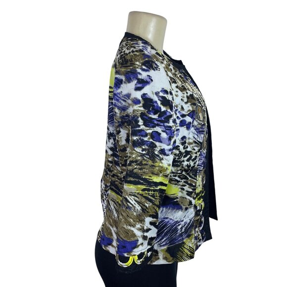Chicos Womens Multicolor Polyester Open Front Jacket Embellished Design Size 0 - Picture 2 of 5